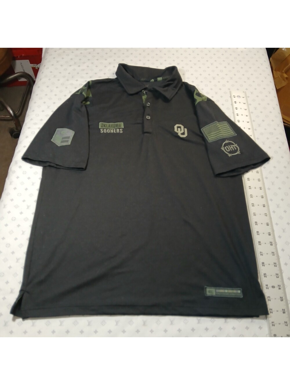 Colosseum Oklahoma Sooners Polo Shirt Gray Camo Accents Size M